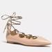 Coach Shoes | Coach Justine Lace Up Women Leather Ballet Flats Pointed Toe Size 9 | Color: Cream | Size: 9