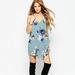 Free People Dresses | Free People Intimately Slate Blue Cascades Floral Mini Slip Dress Tunic | Color: Blue/Gray | Size: S