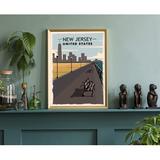 Longshore Tides New Jersey Retro Style State Travel Poster, Vintage Unframed Print, Home & Office Wall Art Paper in White | 36 H x 24 W in | Wayfair