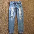 American Eagle Outfitters Jeans | Ladies American Eagle Stretch Jeggings Distressed Denim Jeans Sz 2 | Color: Blue | Size: 2