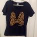 Disney Tops | Disney Minnie Mouse Leopard Print Bow T-Shirt | Color: Black | Size: Xl