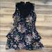 Free People Dresses | Free People Black Floral Velvet Lace Sleeveless Dress | Color: Black/Purple | Size: 0