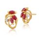 Gemondo 9ct Yellow Gold Marquise Ruby Floral Style Stud Earrings With Diamond