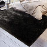 Black 141.75 x 106.31 x 2 in Area Rug - iLiebe Luxury Faux Sheepskin Fur Area Rug Soft Fluffy Rugs | 141.75 H x 106.31 W x 2 D in | Wayfair