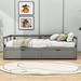 Harriet Bee Dzeisonas Twin Size Wooden Daybed w/ Trundle & Two Storage Drawers Wood in Gray | 23 H x 41 W x 79 D in | Wayfair