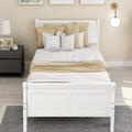 Canora Grey Twin Size Bed Frame w/ Headboard & Footboard, Platform Bed Twin Bed w/ Slat Support in White | 35.5 H x 41.3 W x 81.4 D in | Wayfair