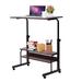 Inbox Zero Jayken Mobile Side Table Laptop Desk Cart Adjustable Sofa Side Bed Table w/ Wheels Metal in Black/Brown | Wayfair