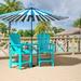 Beach Balcony Chair Barstool with Removable Table, Wood-Like HDPE Backyard Garden Dining Chairs, Adirondack Arm Chairs Set of 2,