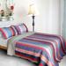 Retro Stripe Cotton 3PC Vermicelli-Quilted Patchwork Quilt Set (Full/Queen Size)