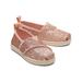 TOMS Kids Tiny Pink Rose Gold Cosmic Glitter Alpargata Shoes, Size 9