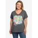 Plus Size Women's Beatles Come Together V-Neck T-Shirt Band Tee Heather Charcoal by Disney in Charcoal Grey (Size 3X (22-24))