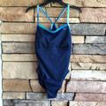 Nike Swim | Nike Navy Blue Thin Strap One Piece Swimsuit Nwt Large | Color: Blue | Size: L