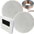100W Speaker System - Bluetooth In-Wall Mounted Amplifier - 2x 70W 5.25" Slim/Low Profile Ceiling Speaker Kit - Wireless Music Streaming Amp