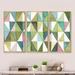 Design Art Mixed Green Geometric Pattern II - Modern & Contemporary Framed Canvas Wall Art Set Of 3 Canvas, in White | 20 H x 36 W x 1 D in | Wayfair