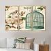 Design Art Blue Cottage Bird, Birdcage & Apple Blossoms II - Traditional Framed Canvas Wall Art Set Of 3 Canvas, in White | Wayfair FL31087-3PS-GD