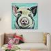 East Urban Home 'Sarge the Pig' Graphic Art Print on Canvas in Black/Blue/Gray | 12 H x 12 W x 1.5 D in | Wayfair 343C8CB78C6E49C2B5D95BFF48785760