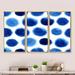 Corrigan Studio® Polka Dots In Shades Of Dark Blue II - Modern Framed Canvas Wall Art Set Of 3 Canvas, Wood in White | 20 H x 36 W x 1 D in | Wayfair