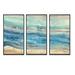 Orren Ellis Ocean Mineral Waves - 3 Piece Painting on Canvas Canvas, Wood in White | 20 H x 36 W x 1 D in | Wayfair