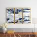 Willa Arlo™ Interiors Dark Blue & Gold Abstract II - 3 Piece Picture Frame Painting on Canvas Metal in Blue/White | 32 H x 48 W x 1 D in | Wayfair