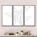 Bayou Breeze Abstract One Line Art Of Banana Leaves On White - 3 Piece Floater Frame Drawing Print on Canvas Metal in Black/Gray/White | Wayfair