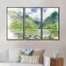 Loon Peak® Beautiful Summer River Green Landscape III - Country Framed Canvas Wall Art Set Of 3 Metal in Blue/Green | 32 H x 48 W x 1 D in | Wayfair