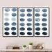 Orren Ellis Circle Grid In Shades Of Grey - Modern Framed Canvas Wall Art Set Of 3 Metal in Black/Blue/Gray | 32 H x 48 W x 1 D in | Wayfair