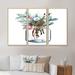 The Holiday Aisle® Merry Christmas Greenery In Transparant Jar - Traditional Framed Canvas Wall Art Set Of 3 Canvas, in White | Wayfair