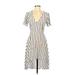 Crystal Sky Casual Dress - Mini: Ivory Stripes Dresses - Women's Size 7