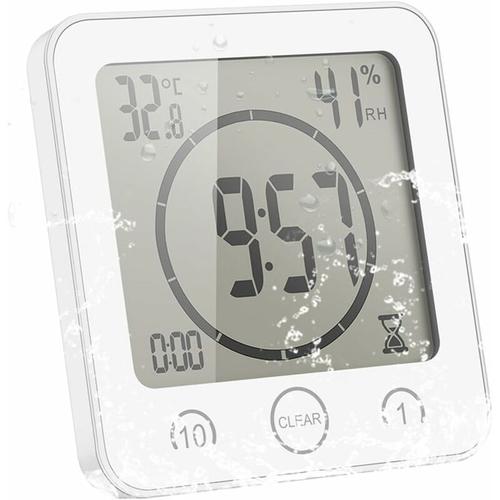 Einemgeld - Horloge de Salle de Bain, Alarme Numérique lcd avec Horloge de Douche Tactile étanche,