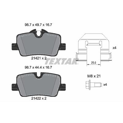 TEXTAR Bremsbelagsatz, Scheibenbremse hinten rechts links mit Zubehör für BMW 6888825 34206888825 34208844393 2142101 Image