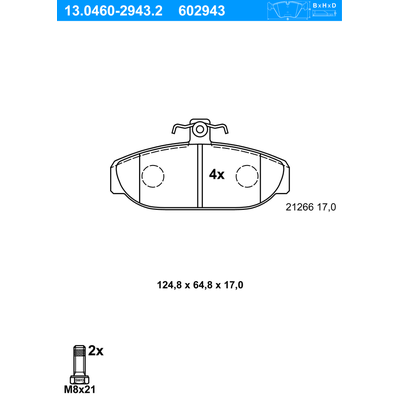 ATE Bremsbelagsatz, Scheibenbremse vorne rechts links für VOLVO 271184 272809 272871 13.0460-2943.2