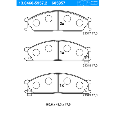 ATE Bremsbelagsatz, Scheibenbremse vorne rechts links für NISSAN D1060-2S790 41060-27N93 41060-V7091 13.0460-5957.2