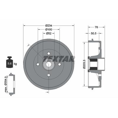 TEXTAR Bremstrommel hinten rechts links für RENAULT DACIA 432023259R 432024763R 8200243735 94042400