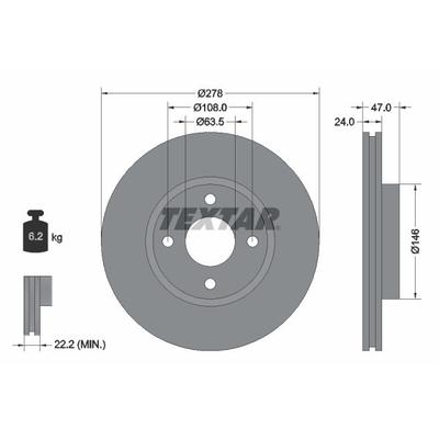 TEXTAR Bremsscheibe vorne rechts links außenbelüftet 278mm für FORD 93BB1125E3C 4056031 4044278 92075400