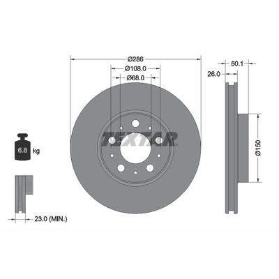 TEXTAR Bremsscheibe PRO vorne rechts links außenbelüftet 286mm für VOLVO 31400739 2724032 2724037 92100503