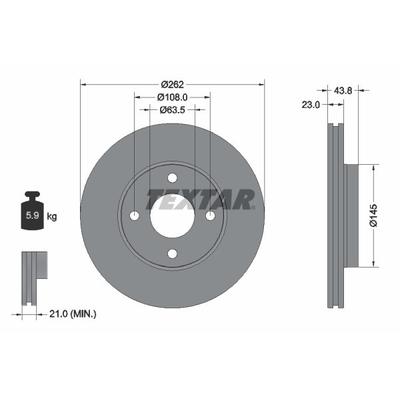 TEXTAR Bremsscheibe PRO vorne rechts links innenbelüftet 262mm für FORD 2095058 H1BC1125A1A 92292703