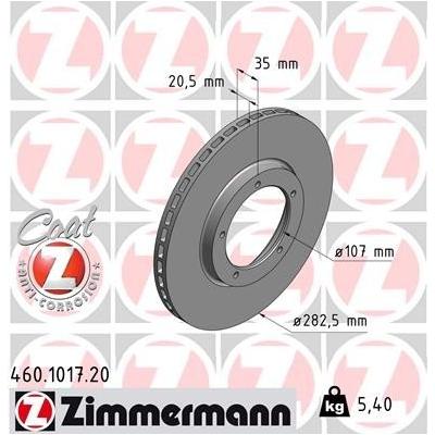 ZIMMERMANN Bremsscheibe COAT Z vorne rechts links innenbelüftet 282mm für PORSCHE 477405083A 90135104118 477405083D 460.