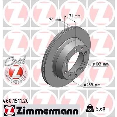 ZIMMERMANN Bremsscheibe COAT Z hinten rechts links innenbelüftet 289mm für PORSCHE 92835204102 94435204102 94435204105 4