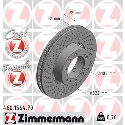 ZIMMERMANN Bremsscheibe FORMULA Z COAT vorne links belüftet 322mm für PORSCHE 99335104510 99335104500 460.1564.70