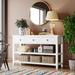 Retro Design Console Table With Two Open Shelves, Pine Solid Wood Frame And Legs For Living Room，coffee, Sofa & End Tables