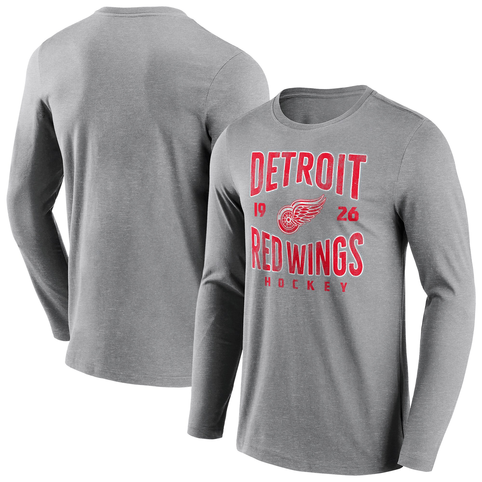 Detroit Red Wings Fanatics Branded Wave Off Langarm-T-Shirt - Sportgrau - Herren Image