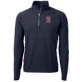 Men's Cutter & Buck Navy Boston Red Sox Adapt Eco Knit Hybrid Recycled Quarter-Zip Pullover Jacket