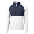Men's Cutter & Buck White/Navy Jackson State Tigers Adapt Eco Knit Hybrid Recycled Quarter-Zip Pullover Top