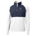 Men's Cutter & Buck White/Navy Navy Midshipmen Adapt Eco Knit Hybrid Recycled Quarter-Zip Pullover Top