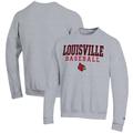 Men's Champion Gray Louisville Cardinals Baseball Stack Pullover Crewneck Sweatshirt