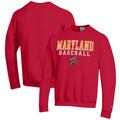 Men's Champion Red Maryland Terrapins Baseball Stack Pullover Crewneck Sweatshirt