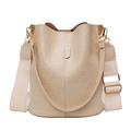 ANNI RIEL Leather Bucket Bag Crossbody Bag for Women Fashion Classic Crocodile Pattern Large Shoulder Bag Handbag Purses (White)