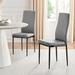 East Urban Home Morgan Hatched Faux Leather Sleek Metal Leg Luxury Dining Chairs Faux Leather/Upholstered in Gray/Black | Wayfair