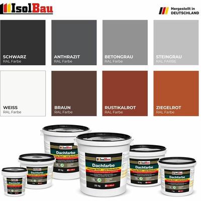 Isolbau - Dachfarbe 1,5kg - 25kg Sockelfarbe Dachlack Ziegelrot Anthrazit Steingrau Braun Farbe: Image