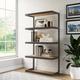 WYNDENHALL Cecilia SOLID ACACIA WOOD and Metal 66 inch x 36 inch Rectangle Industrial Bookcase - 36"w x 16.5"d x 66" h